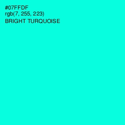 #07FFDF - Bright Turquoise Color Image