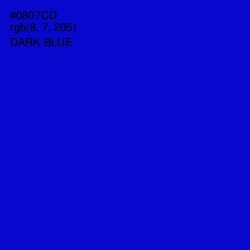 #0807CD - Dark Blue Color Image