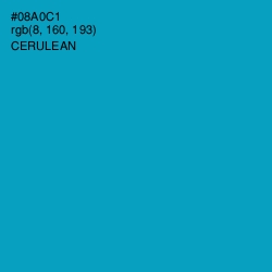 #08A0C1 - Cerulean Color Image