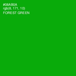 #08AB0A - Forest Green Color Image