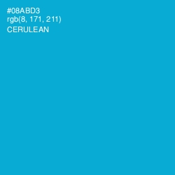 #08ABD3 - Cerulean Color Image