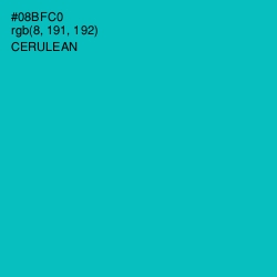 #08BFC0 - Cerulean Color Image