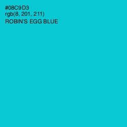 #08C9D3 - Robin's Egg Blue Color Image