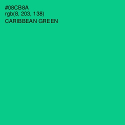 #08CB8A - Caribbean Green Color Image