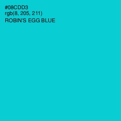 #08CDD3 - Robin's Egg Blue Color Image