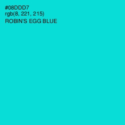 #08DDD7 - Robin's Egg Blue Color Image