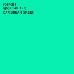 #08F0B1 - Caribbean Green Color Image