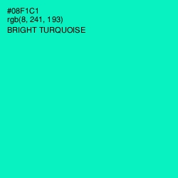 #08F1C1 - Bright Turquoise Color Image