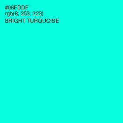 #08FDDF - Bright Turquoise Color Image