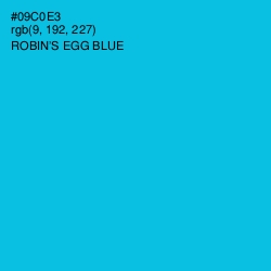 #09C0E3 - Robin's Egg Blue Color Image