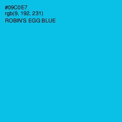 #09C0E7 - Robin's Egg Blue Color Image