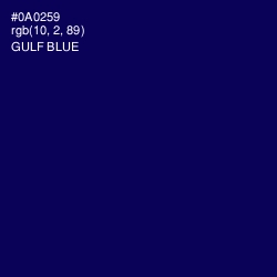 #0A0259 - Gulf Blue Color Image