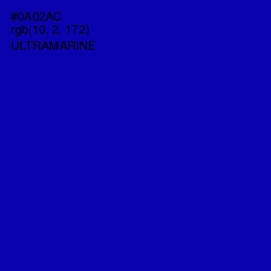 #0A02AC - Ultramarine Color Image