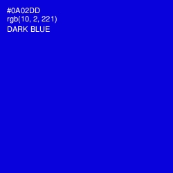 #0A02DD - Dark Blue Color Image