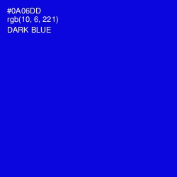 #0A06DD - Dark Blue Color Image