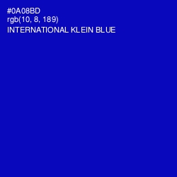 #0A08BD - International Klein Blue Color Image