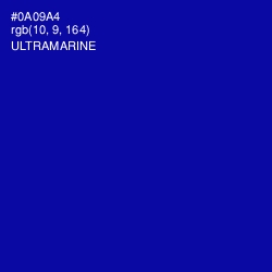 #0A09A4 - Ultramarine Color Image