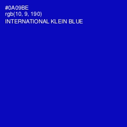 #0A09BE - International Klein Blue Color Image
