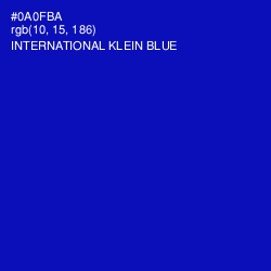 #0A0FBA - International Klein Blue Color Image