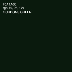 #0A1A0C - Gordons Green Color Image