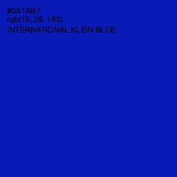 #0A1AB7 - International Klein Blue Color Image