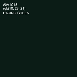 #0A1C15 - Racing Green Color Image