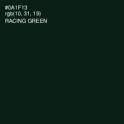 #0A1F13 - Racing Green Color Image