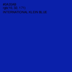 #0A20AB - International Klein Blue Color Image