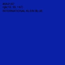 #0A21A7 - International Klein Blue Color Image