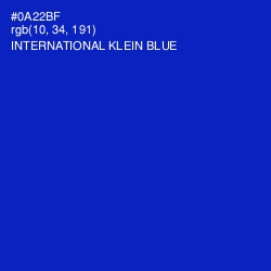 #0A22BF - International Klein Blue Color Image