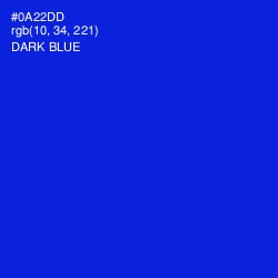 #0A22DD - Dark Blue Color Image