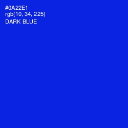 #0A22E1 - Dark Blue Color Image