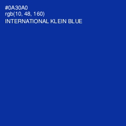 #0A30A0 - International Klein Blue Color Image