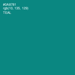 #0A8781 - Teal Color Image