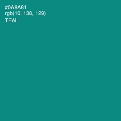 #0A8A81 - Teal Color Image