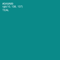 #0A8A89 - Teal Color Image