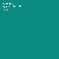 #0A8B80 - Teal Color Image