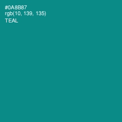 #0A8B87 - Teal Color Image