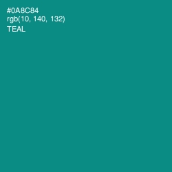 #0A8C84 - Teal Color Image