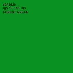 #0A9220 - Forest Green Color Image