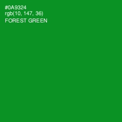 #0A9324 - Forest Green Color Image