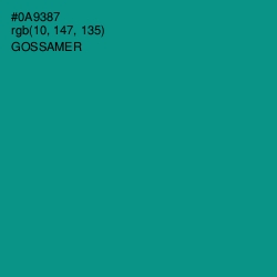 #0A9387 - Gossamer Color Image