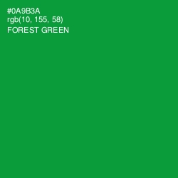 #0A9B3A - Forest Green Color Image