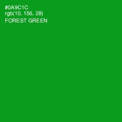 #0A9C1C - Forest Green Color Image