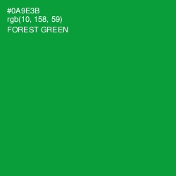 #0A9E3B - Forest Green Color Image