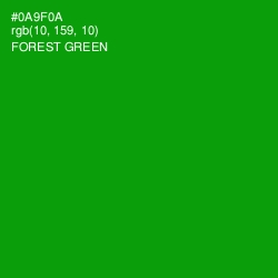 #0A9F0A - Forest Green Color Image