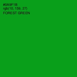 #0A9F1B - Forest Green Color Image