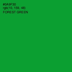 #0A9F30 - Forest Green Color Image