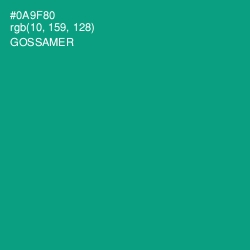 #0A9F80 - Gossamer Color Image
