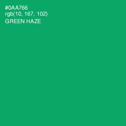 #0AA766 - Green Haze Color Image